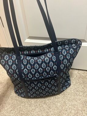 Vera Bradley Navy Blue Printed Tote